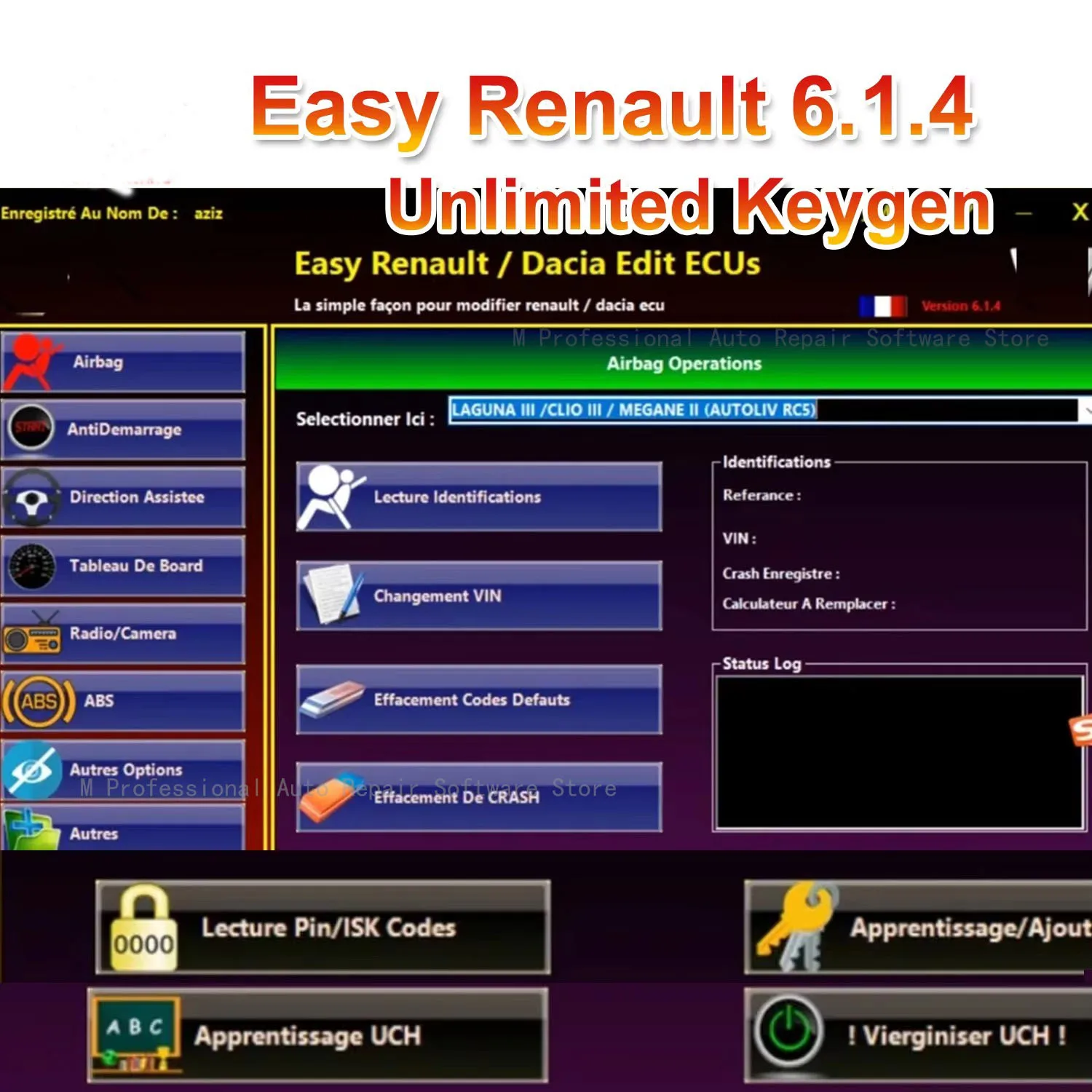 Software fácil Renault 6.1.4 para programador ECU Renault, teclas de tarjeta de Airbag Clear Crash, limpiador UCH, funciona con