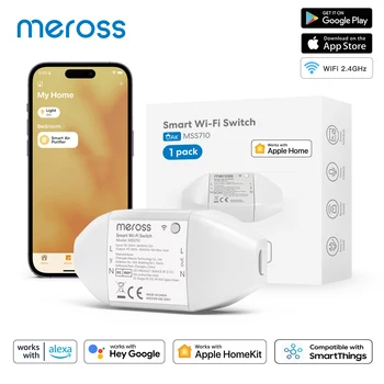 Meross HomeKit DIY akıllı anahtarı, WiFi uzaktan kumanda kablosuz anahtarları, 1/2/3/4/6 paketi, destek Siri,Alexa,Google yardımcısı