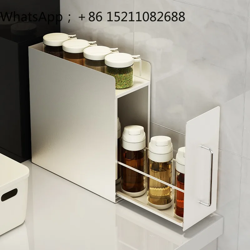 LLY kitchen spice storage cabinet, countertop dust storage rack, microwave oven stove vertical storage must