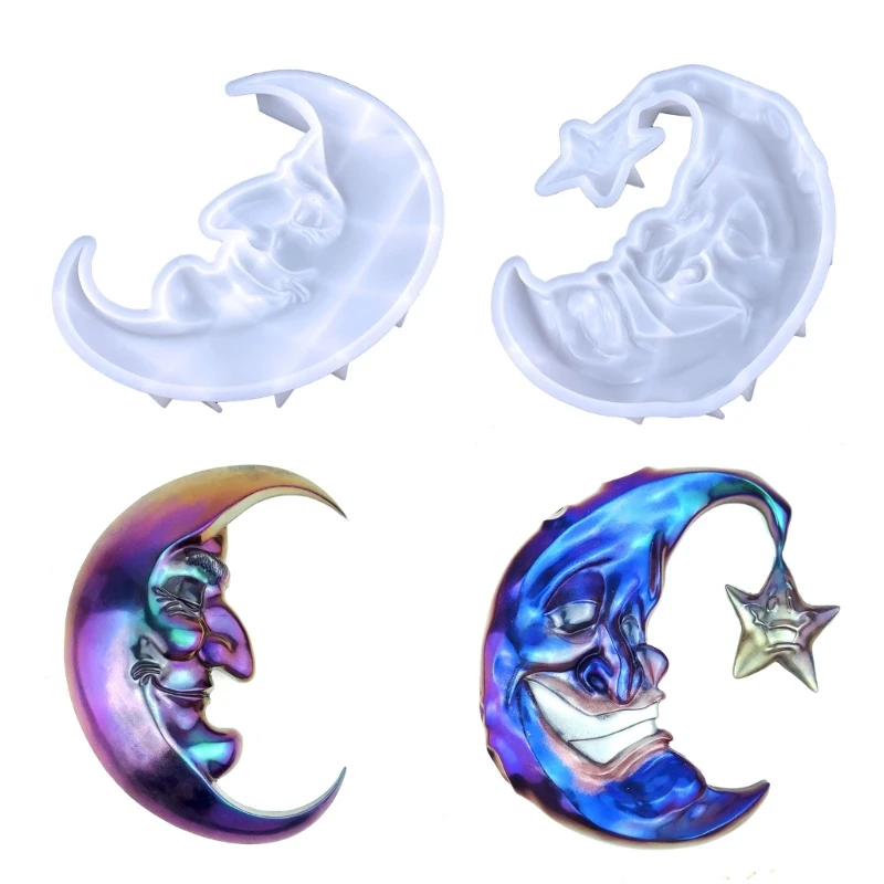 

3XUA Halloween Cartoon Star Moon Wall Decor Silicone Mold Epoxy Resin DIY Crafts