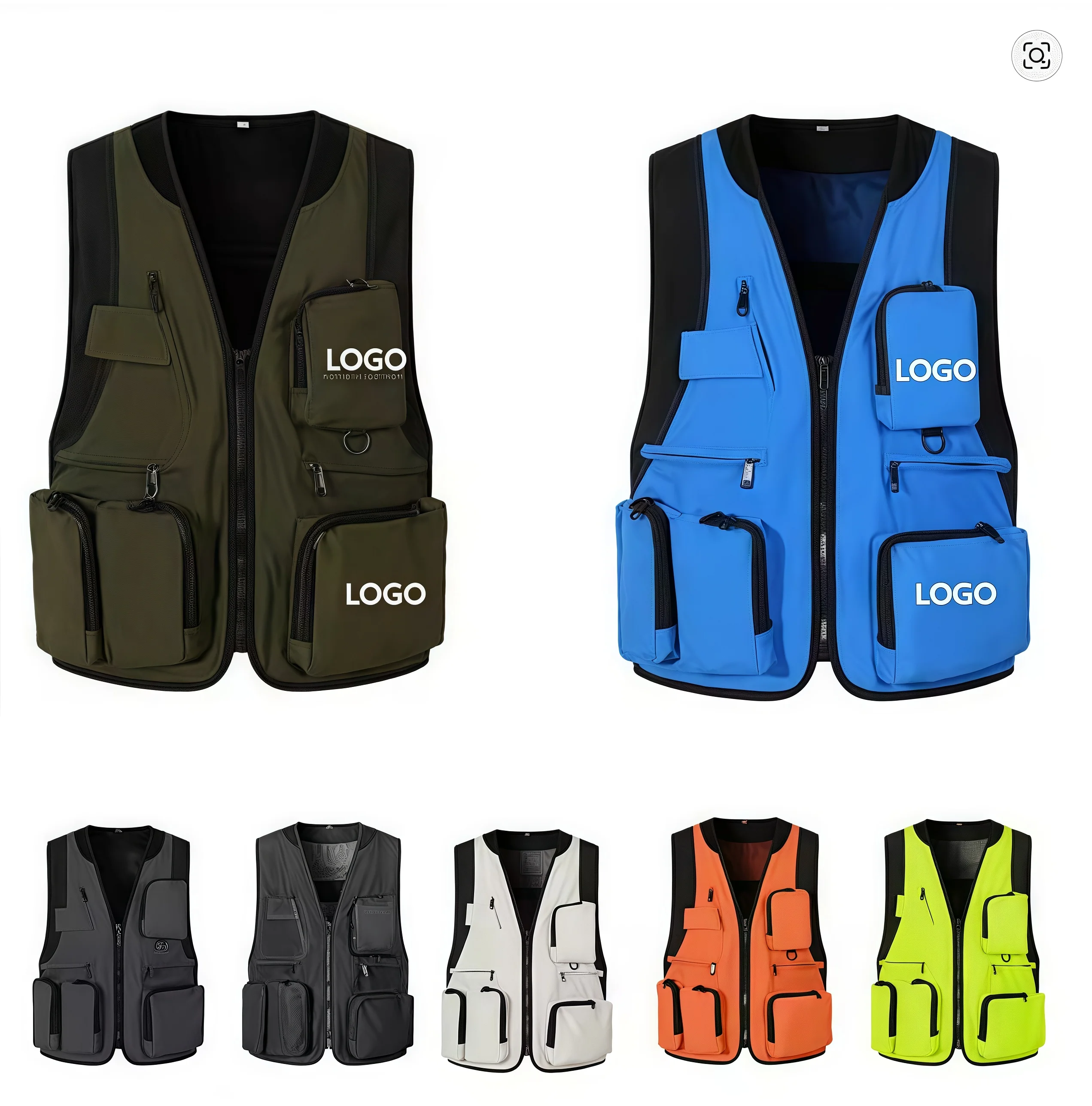 

Men's trendy multi-pocket vest Functional photographer vest work clothes Korean-style trendy workwear custom logo printing