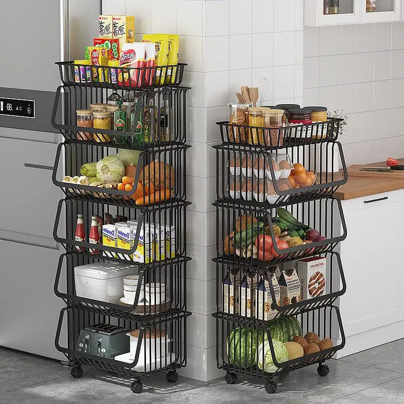 

Kitchen Multi-layer Fruit And Vegetable Ra Stand Home Drainage Mobile Basket Storage Organizer Nordic Sle for Everyone