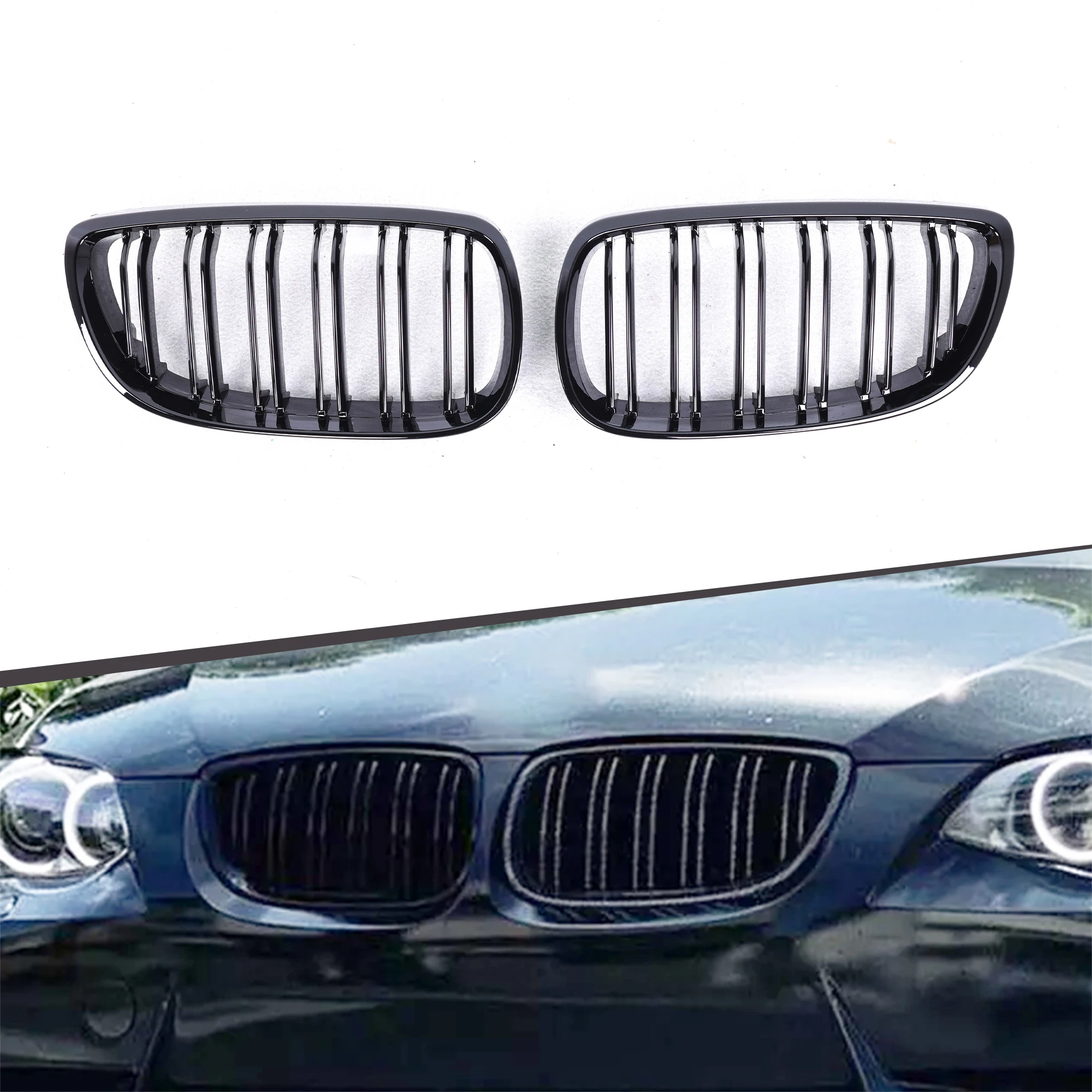 

ABS Double Slat Style Car Bumper Gloss Black Front Grill Auto Accessories For 3 Series E92 M3 Pre Lci 2006-2009