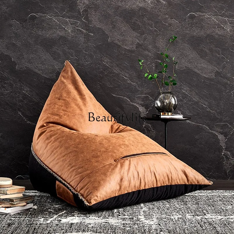 Nordic Lazy Sofa Suede Bean Bag Single Sofa Tatami Brown Furniture Leisure Recliner