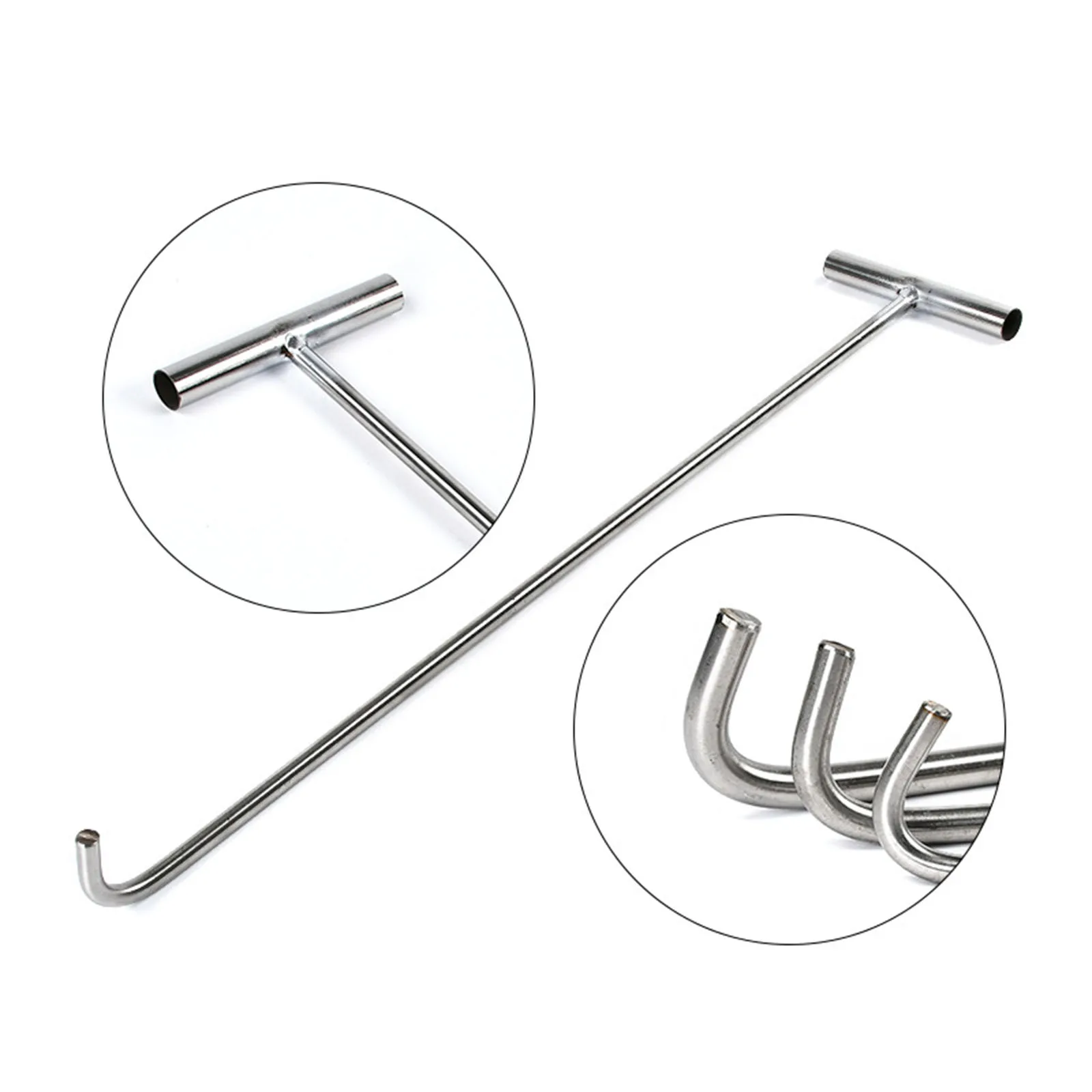 Manhole Hook Tool Versatile Lifter Sewer Steel Durable Well Lid Hook Open Manhole Cover Rolling Doors Lifting Utility Tool