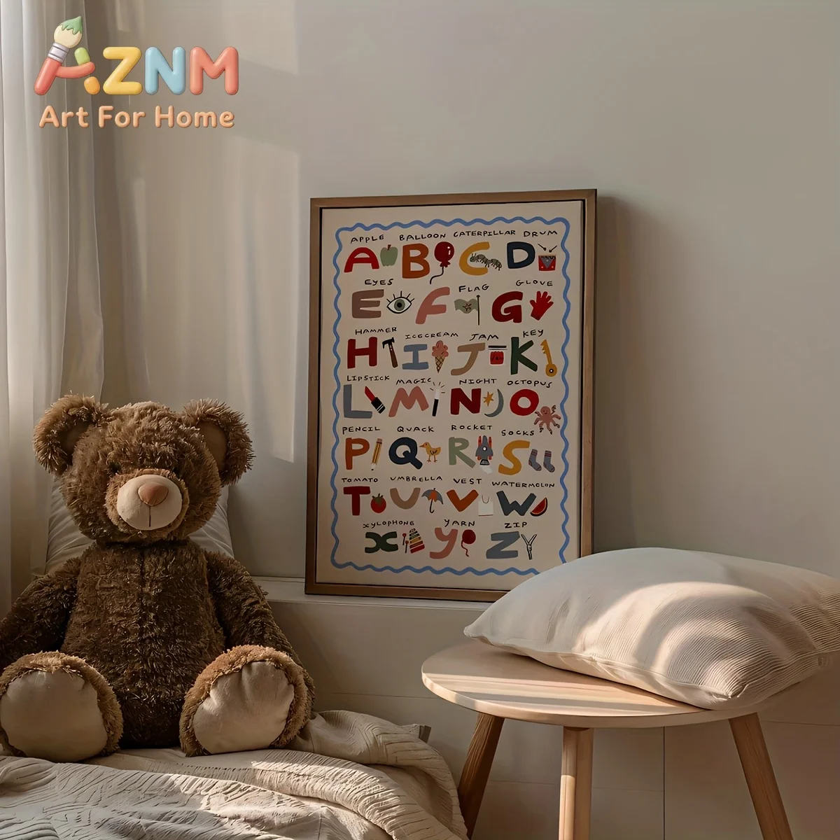 Cartoon Alphabet Canvas Print Poster Modern  Alphabet Education Art Prints Living Room Nursery Home Decor Art Poster Gifts