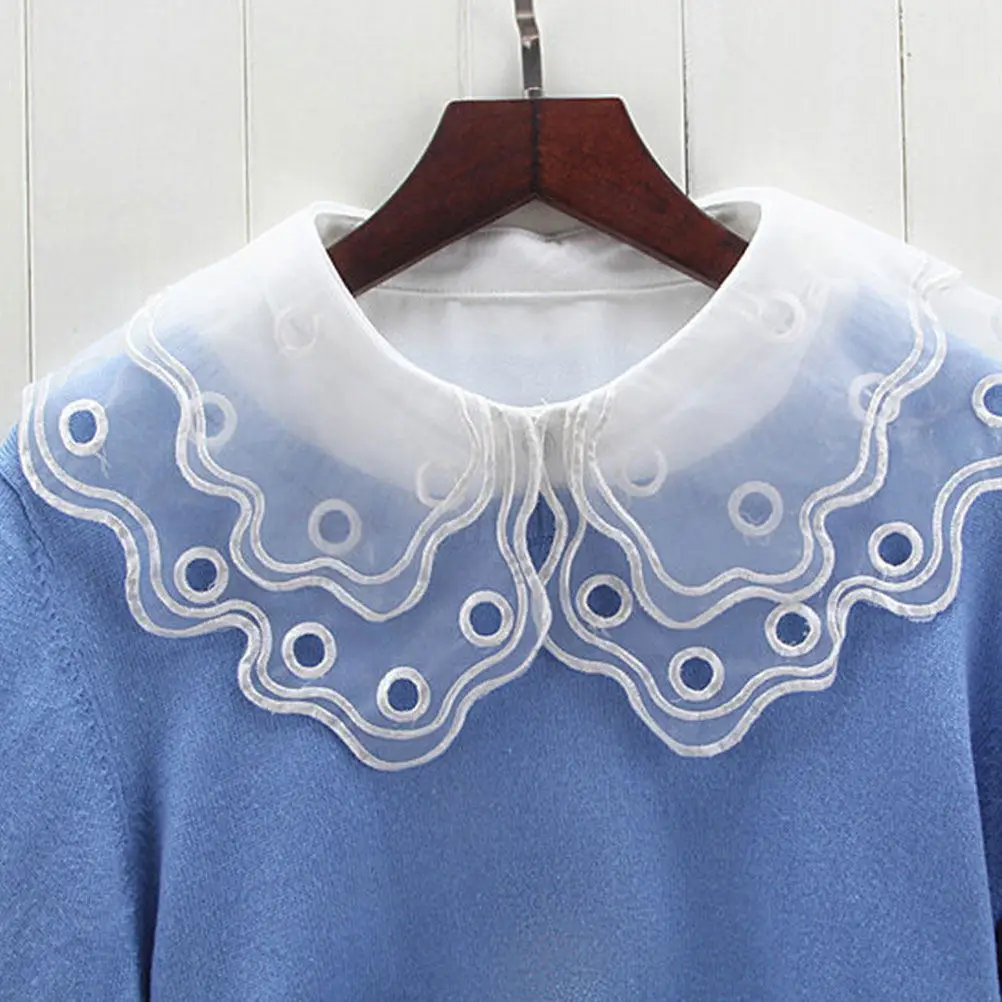 

Белый вышитый съемный воротник-стойка для женщин: элегантный дизайн для свитеров, курток, рубашек, футболок, для вечеринок и свадеб, декоративный