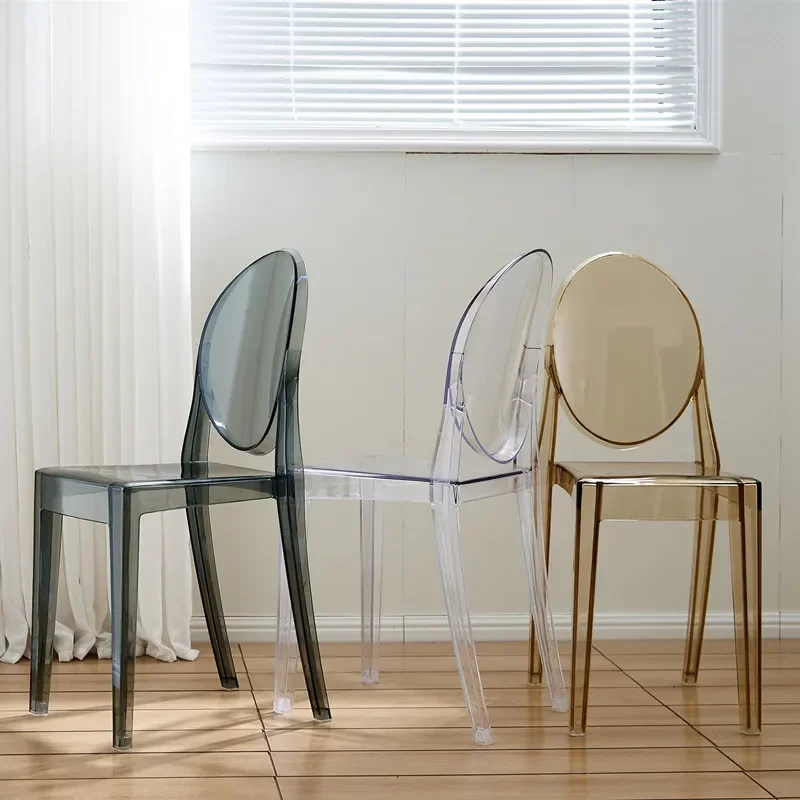 Nordic dining chair light plastic chair transparent household modern simple thickened cafe casual backrest negotiation chair