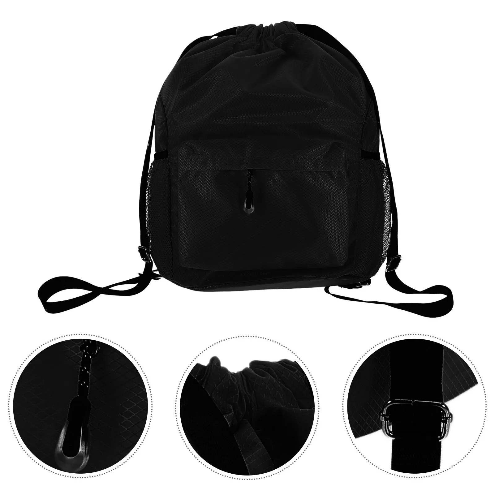 

Black Drawstring Bag Sports Fitness Waterproof Casual Backpack Small Workout Gym Bag for Men Women Volleyball