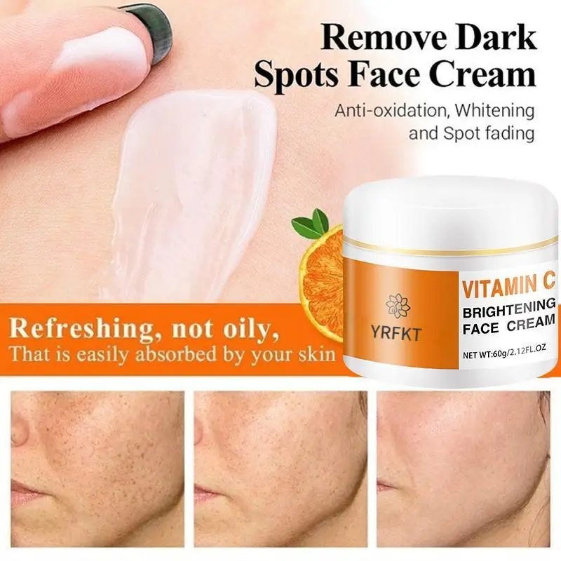 Crema iluminadora con vitamina C al 2022, crema blanqueadora Para manchas negras, desteñida repara la piel, pecas y melanina