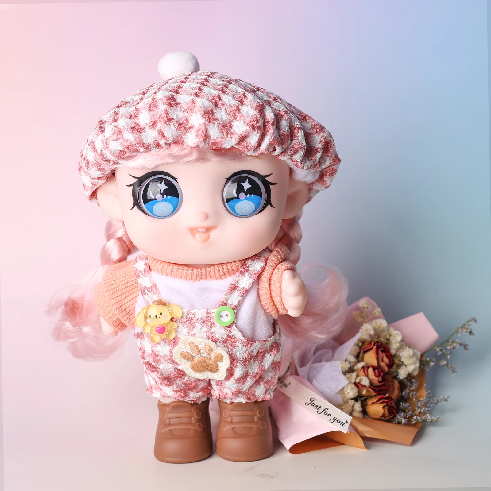 21cm/8.3 IN Cute Doll Cartoon 3D Acrylic Eyes MIni Make Up Imitation Baby Girl Toys Soft Reborn Baby Dolls  for Girls