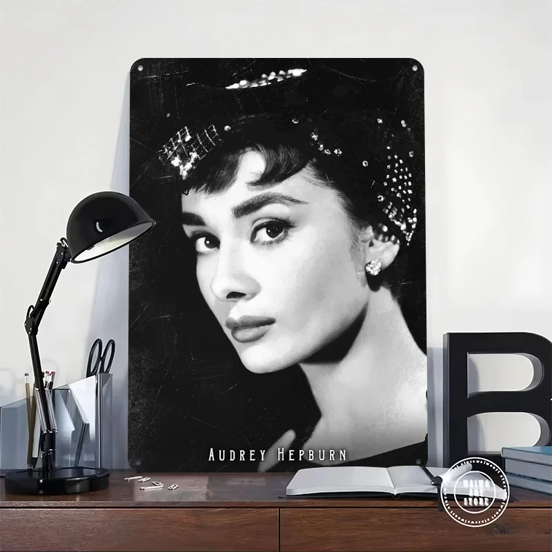 Audrey Hepburn Poster Customized Vintage Metal Signs Wall Art Retro Tin Plaque for Home and Decoration Gaming House Office Decor