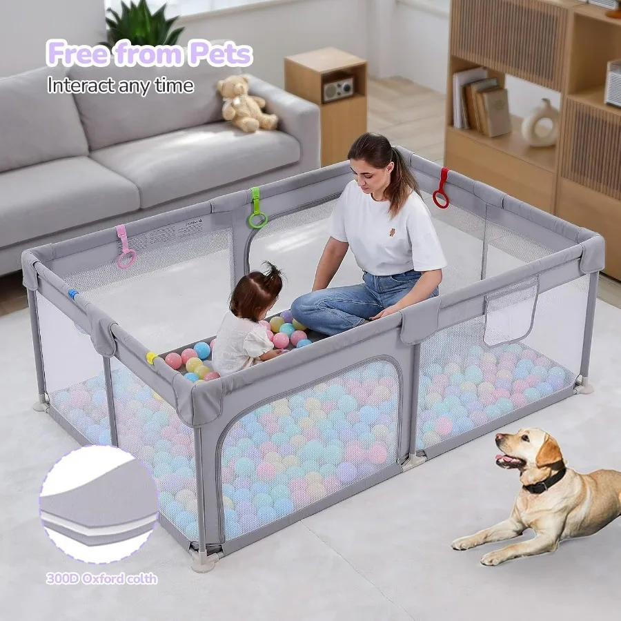 Large Baby Playpen 71×47 Inch, Big Play Pens for Babies and Toddlers- Indoor & Outdoor Kids Safe Play Area, Soft Breathable Visi