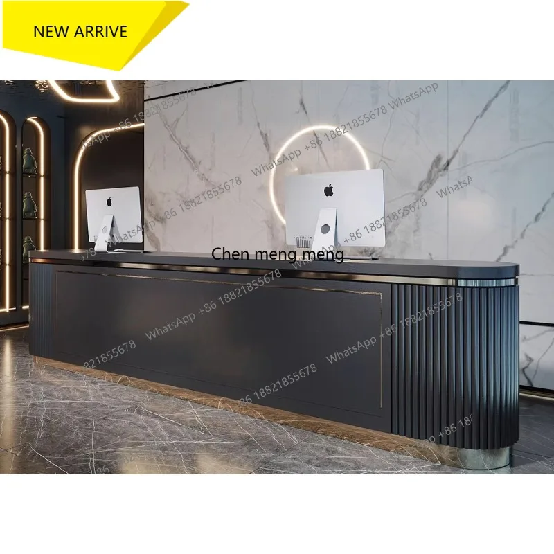 

A178 Премиум-стойка ресепшн для отеля в ретро-стиле из нержавеющей стали, роскошная стойка для оплаты в стиле лайт-люкс