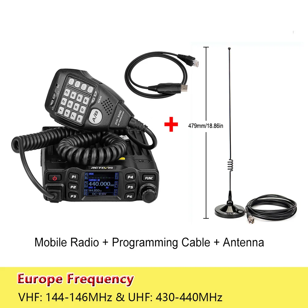Retevis RT95 Mobiele Ham Radio Tweeweg Autoradio VHF UHF Dual Band Mobiel Radiostation Transceiver Basisstation voor Camping