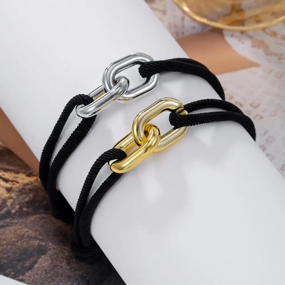 2Pc/s Hip Hop Personality Double Ring Delicate Ins Design Bracelet Minimalist Light Luxury Bracelet for Couple Jewelry Sets