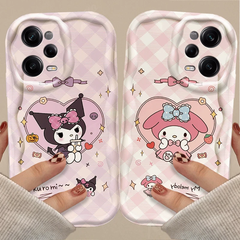 Sanrio Melody HelloKitty Wave Phone Case For Xiaomi Redmi Note 13 12 11 Pro Plus 4G 5G 12S 11S 10 10S 9 9S 8 13C 12C 10C Turbo 3