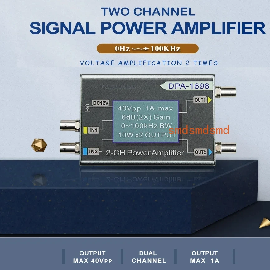 DPA-1698 DPA1698 High Power Dual Channel Power Amplifier Bandwidth 100KHz DDS Function Signal Generator DC Power Output 40Vpp