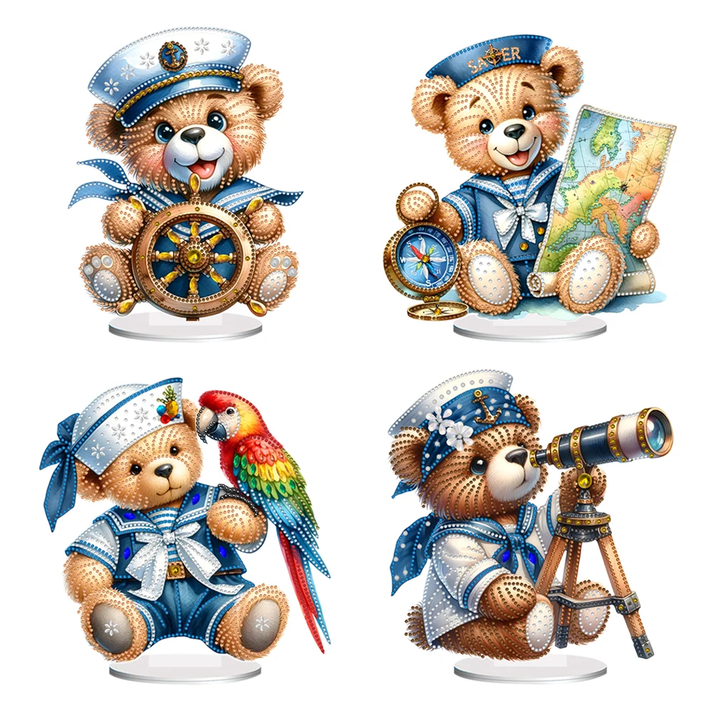 

Acrylic Special Shape Bear Diamond Painting Tabletop Ornaments Kit Rhinestones Desktop Ornaments Diamond Painting Desktop Decors