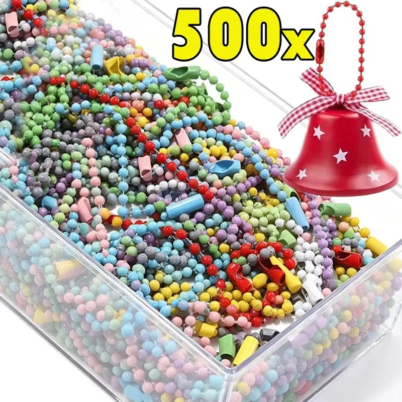 10-500pcs DIY Handmade Ball Bead Chains Sliver Colorful Key Chain Dolls Label Hand Tag Connector for DIY Jewelry Making Tools