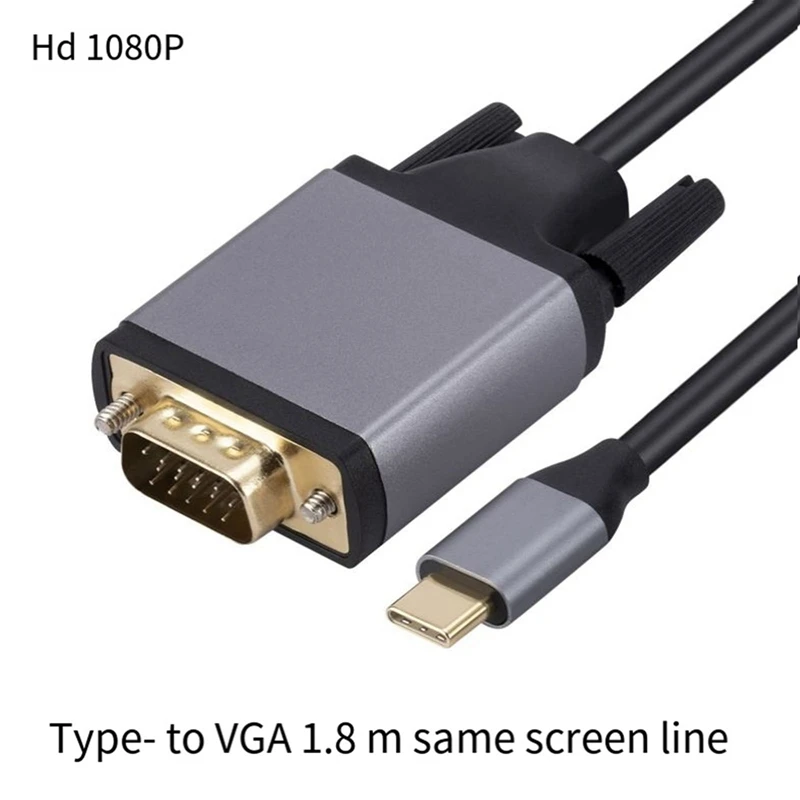 TYPE C to VGA Cable USB 3.1 to VGA Adapter 10Gbps HD Screen Cord for PC Laptop Monitor