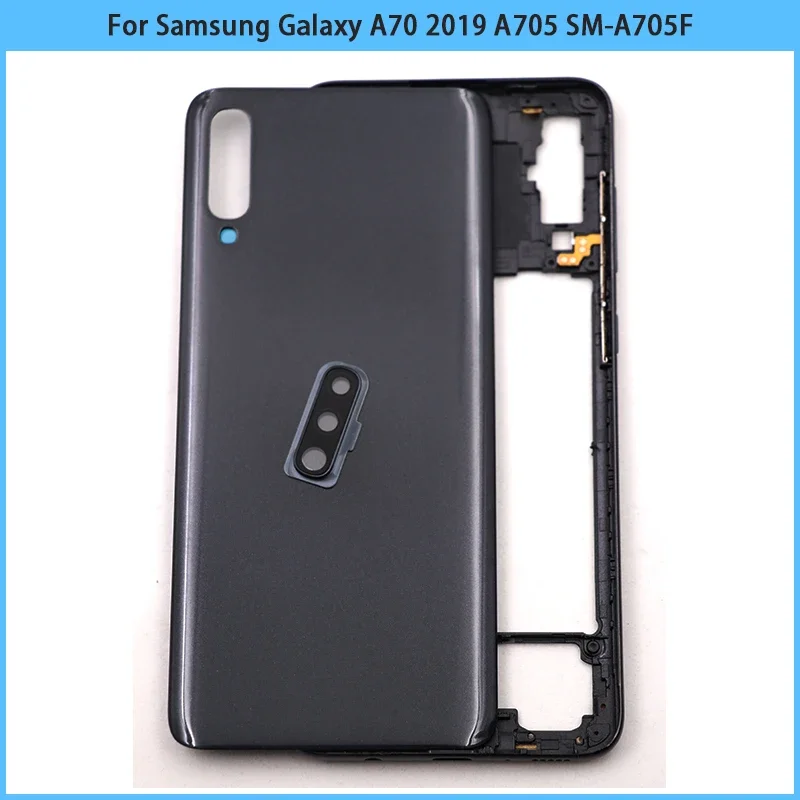 For Samsung Galaxy A70 2019 A705 SM-A705F Middle Frame Plate Bezel A70 Battery Back Cover Rear Door With Camera Lens Replace