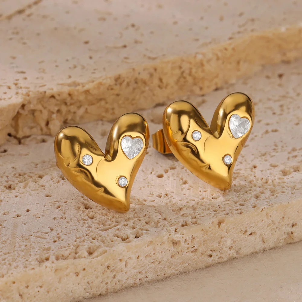 Pendientes de garra geométrica de acero inoxidable para mujer, Color dorado, estrella de mar, corazón, perno prisionero, moda de boda, regalo de