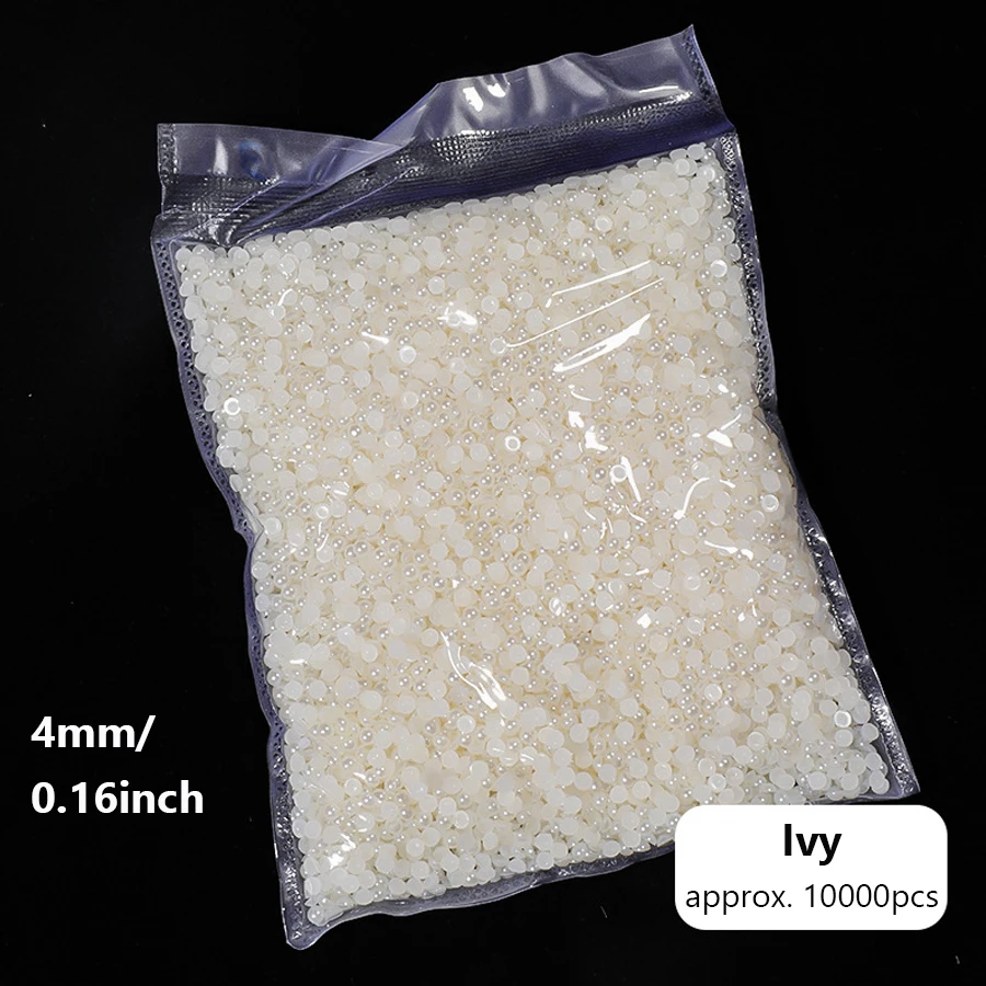 10000 Stück Weiße Elfenbeinfarbene 1,5mm-4mm ABS Imitations-Halbrundperlen Lose Perlen für Nagelkunst DIY Handwerk Schmuckherstellung Scrapbooking – Detail 12