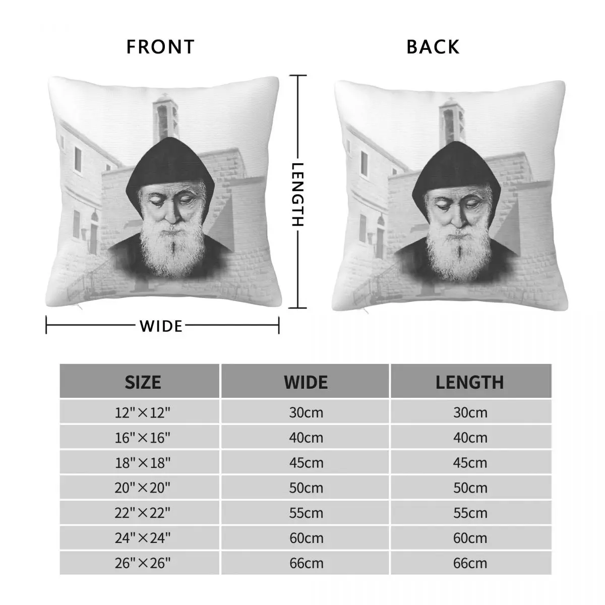 Saint Charbel Makhlouf Pillowcase Polyester Linen Velvet Printed Zip Decorative Throw Pillow Case Home Cushion Case