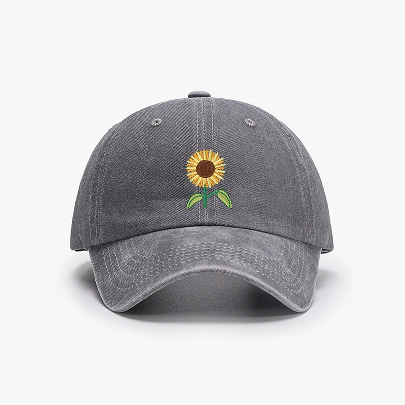 Sunflower Baseball Cap Embroidered Plant Dad Trucker Hat Trendy Washed Vintage Woman Sun Hat Cotton Mom Hats