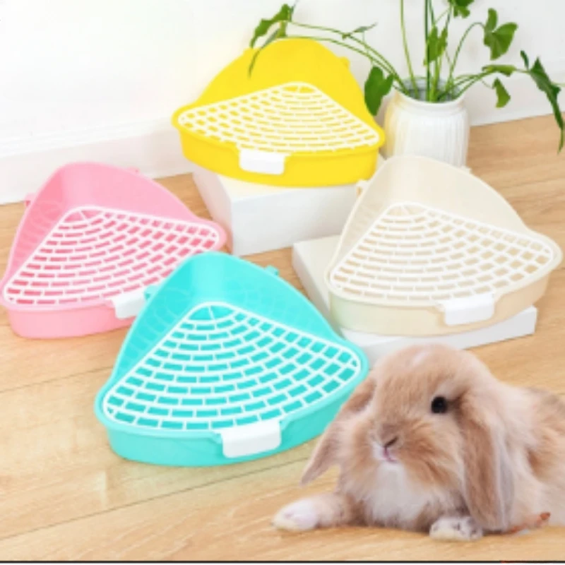 Rabbit Litter Tray Toilet Animal Potty Trainer Bunnies Corner Toilet Box for Ferret Hamster Dragon Cat Guinea Pig Dutch Supplies