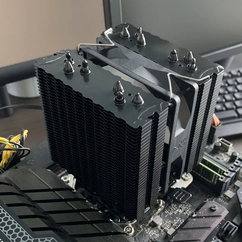 6 أنابيب الحرارة وحدة المعالجة المركزية مبرد الهواء 4 دبوس PWM RGB الأسود PC مروحة التبريد هادئة إنتل LGA 1700 2011 1200 1156 X79 X99 1366 AMD AM4 AM3 AM5