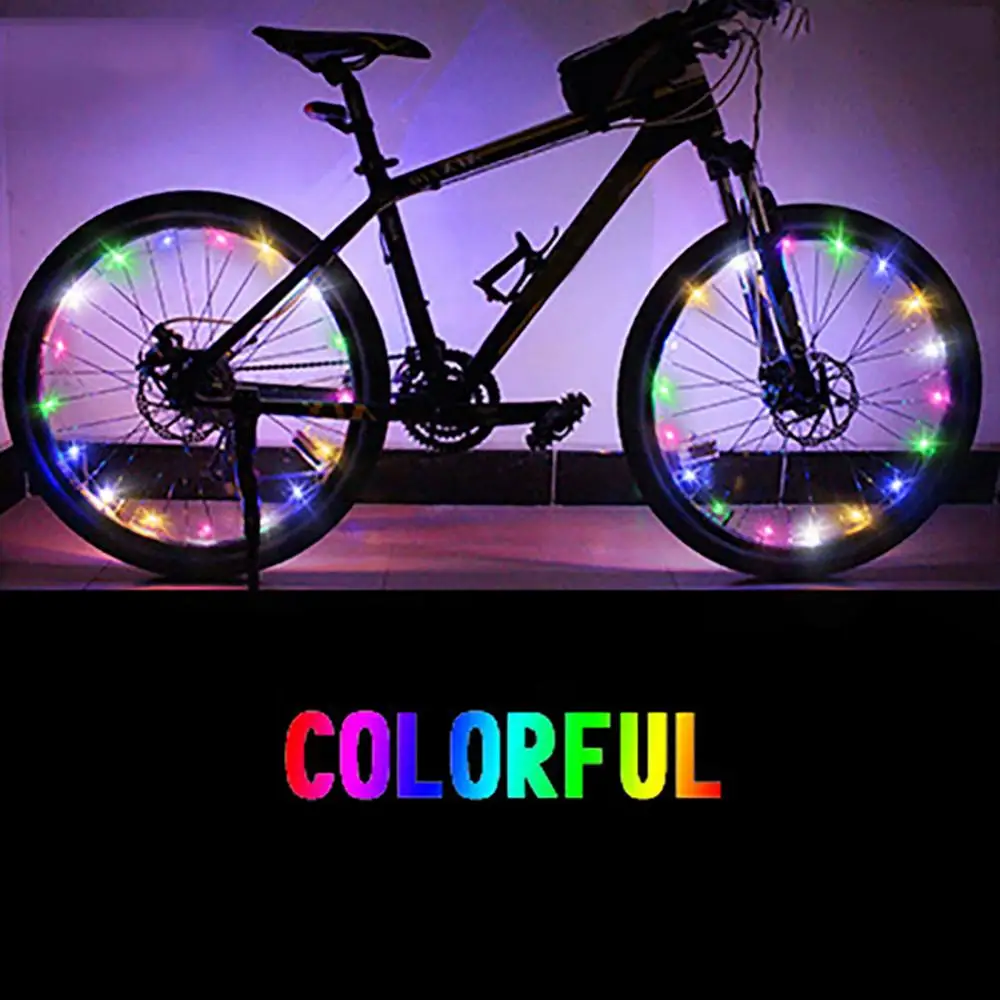 Bicycle Bike Cycling Safety Wheel Spoke Wire Tire Valve LED Light Colorful Lamp