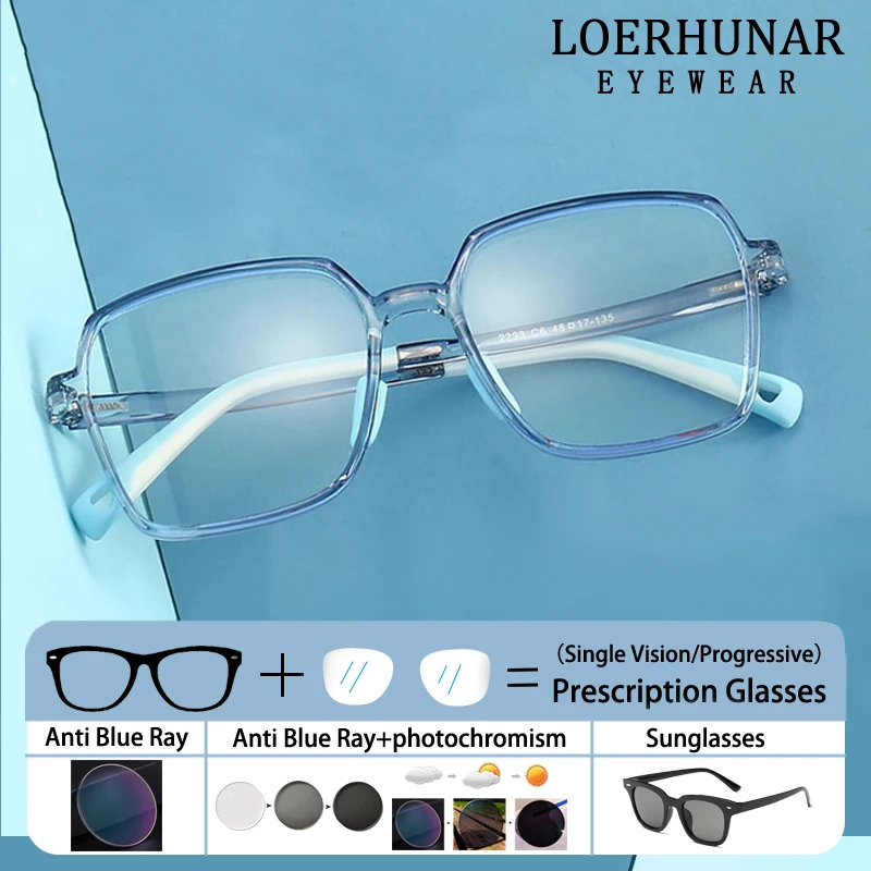 

Brand Design Boy Square Large Frame Anti Blue Light Prescription Children Glasses Custom Girl Photochromic Astigmatism Eyewear