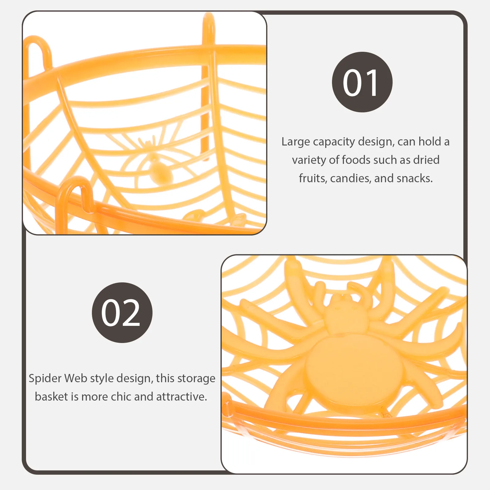 

Spider Web Style Plastic Food Storage Basket Halloween Candy Plate Snack Container For Home Coffee Shop Use Reusable Kitchen