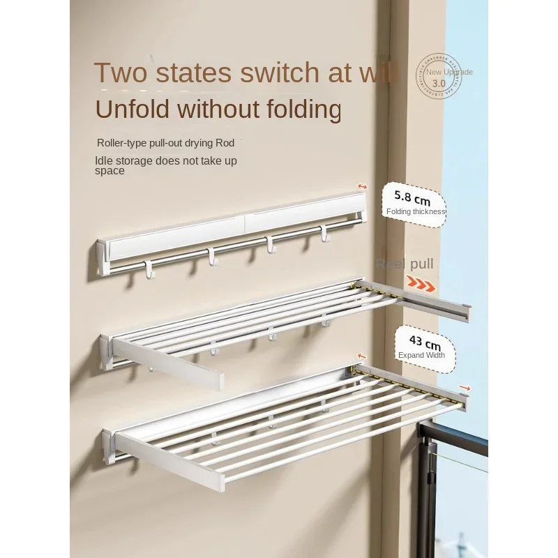 

Space-Saving Wall-Mounted Balcony Clothes Dryer for Windows and Walls Practical and Durable Balcony Clothes Rack Easy Hanging