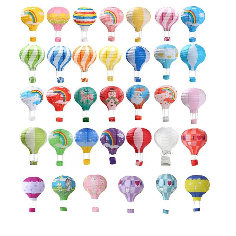 30cm Santa Claus Elk rainbow Hot Air Balloon Paper Lantern Lampshade DIY Crafts Ceiling Hanging Xmas Decorations Party Supplies