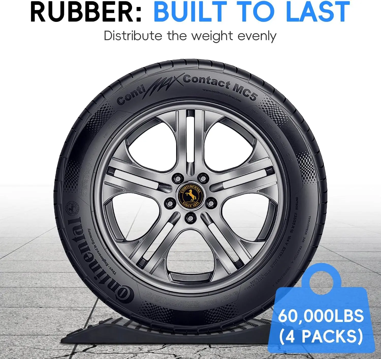 منحدرات توفير الإطارات المطاطية لتخزين السيارة، تصميم مضاد للانزلاق يمنع البقع المسطحة، سهل التخزين مع حقيبة، 4 عبوات باللون الأسود