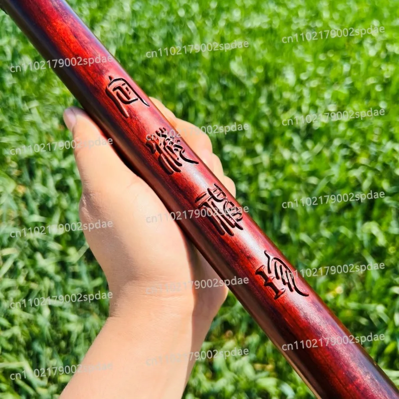 Full Size Golden Hoop Staff Solid Rosewood Hand Carved Ornament Decorative Craft Model