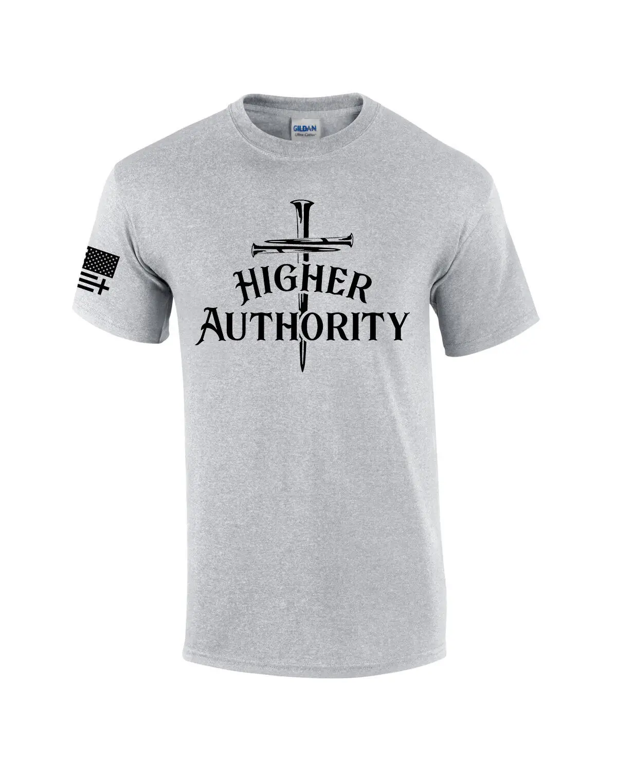 Mens Christian Higher Authority Cross Nails Jesus  T shirt