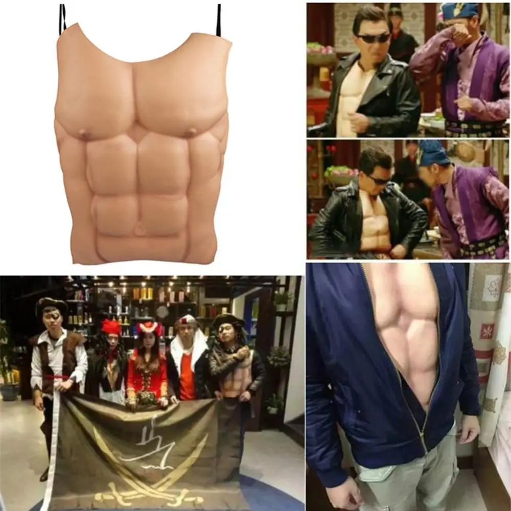 50*43cm Fake Chest Muscle EVA Men Fake Skin Chest Muscle Belly Costume Cosplay Props Crossdresser Halloween Party Decoration