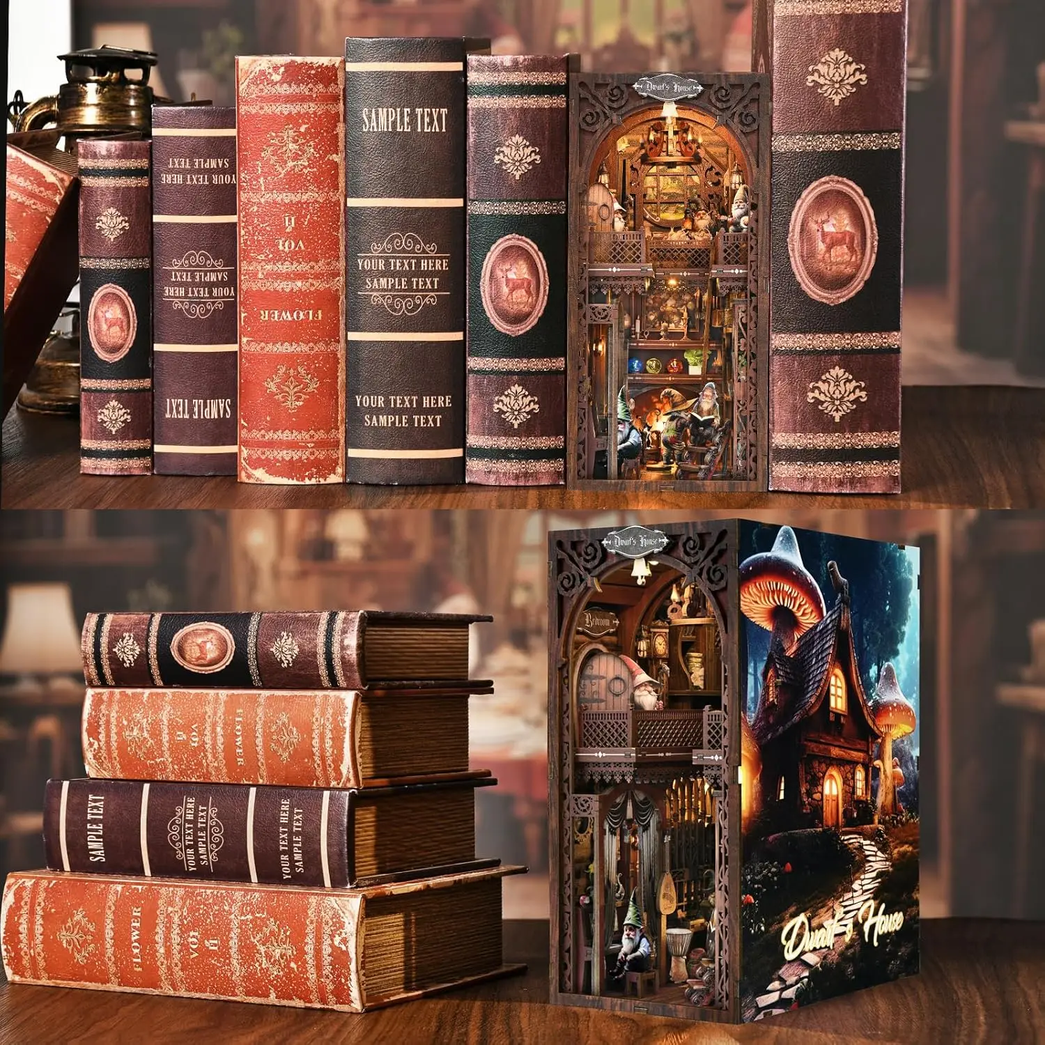 Hamaileon Craft,Gifts for Adults/Teens DIY Miniature Dollhouse Kit,3D Wooden Puzzle Bookshelf Decor Tiny House Mini Booknook
