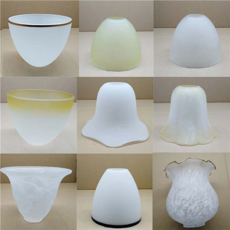 Glass Lampshade E27 Transparent Lamp Shade Hole Ceiling Fan Lights Desk Lampshade Wall Lamp Chandelier Cover Shell Lamp Accessor