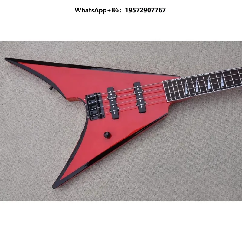 Wholesale Electric Bass Guitar Unusual Shape Electric bass red 4 strings Bass Guitar