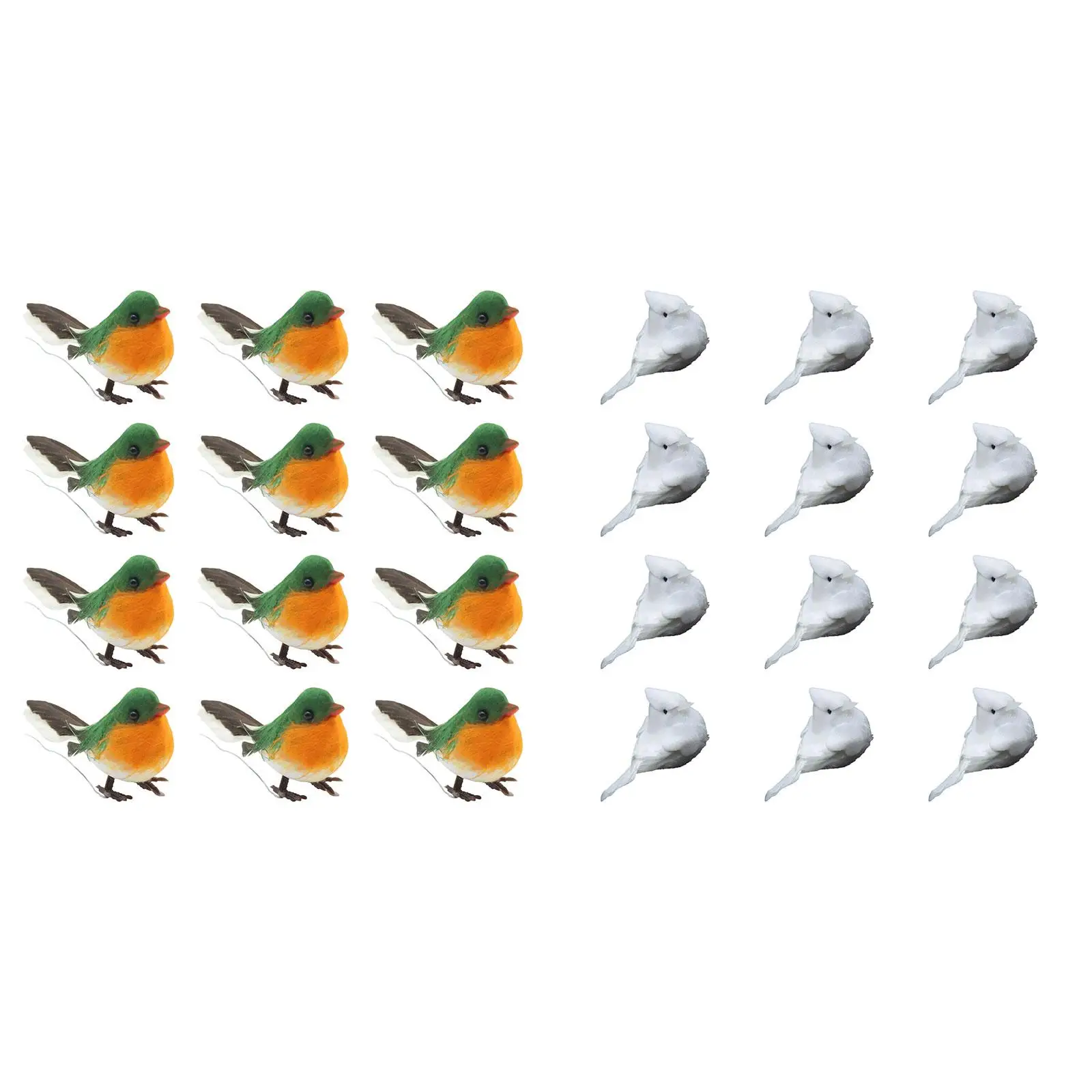 

12x Artificial Birds Photography Props Decorative Christmas Tree Ornaments Fake Birds for Outdoor Garden Patio Yard Art Decor