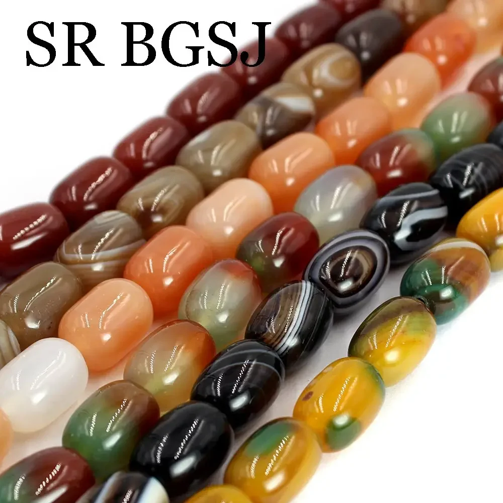 10x14mm Natural Gems Stone Column Tube Jewelry Making DIY Agat Spacer Beads 15\