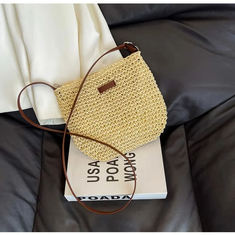 Zipper Straw Shoulder Bags Casual Soild Crossbody Bags for Women 2024 Fashion Summer Woven Bags Hot Sale Bolso Mujer