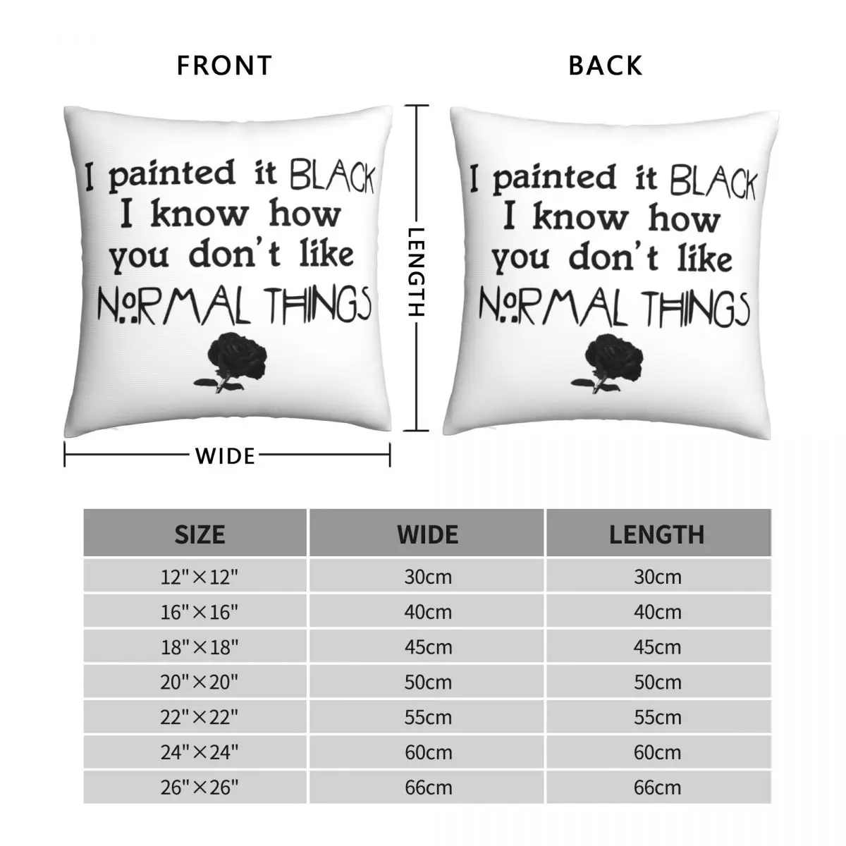 I Painted It Black Square Pillowcase Polyester Linen Velvet Pattern Zip Decorative Room Cushion Cover Wholesale 45x45