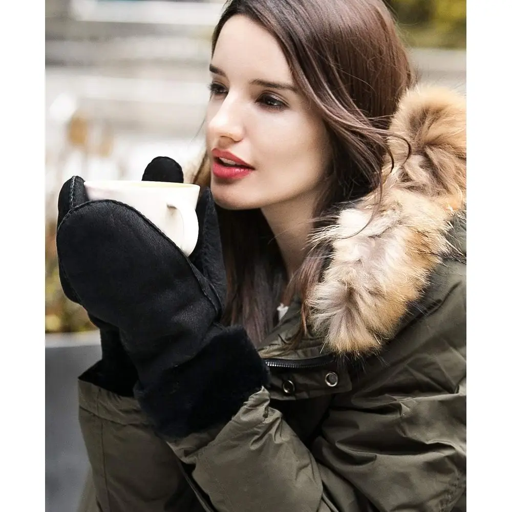 قفازات ميرينو من جلد الغنم للنساء - قفازات شتوية دافئة #3