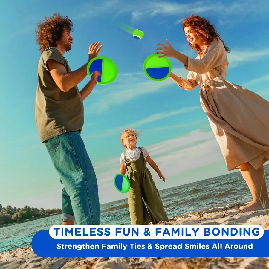 Toss and Catch Ball Game Outdoor Beach Pool Toys for Games 6 Paddle 3 Balls Pool Beach Lawn Yard Games 3 4 5 6 7 8+ Year Old To